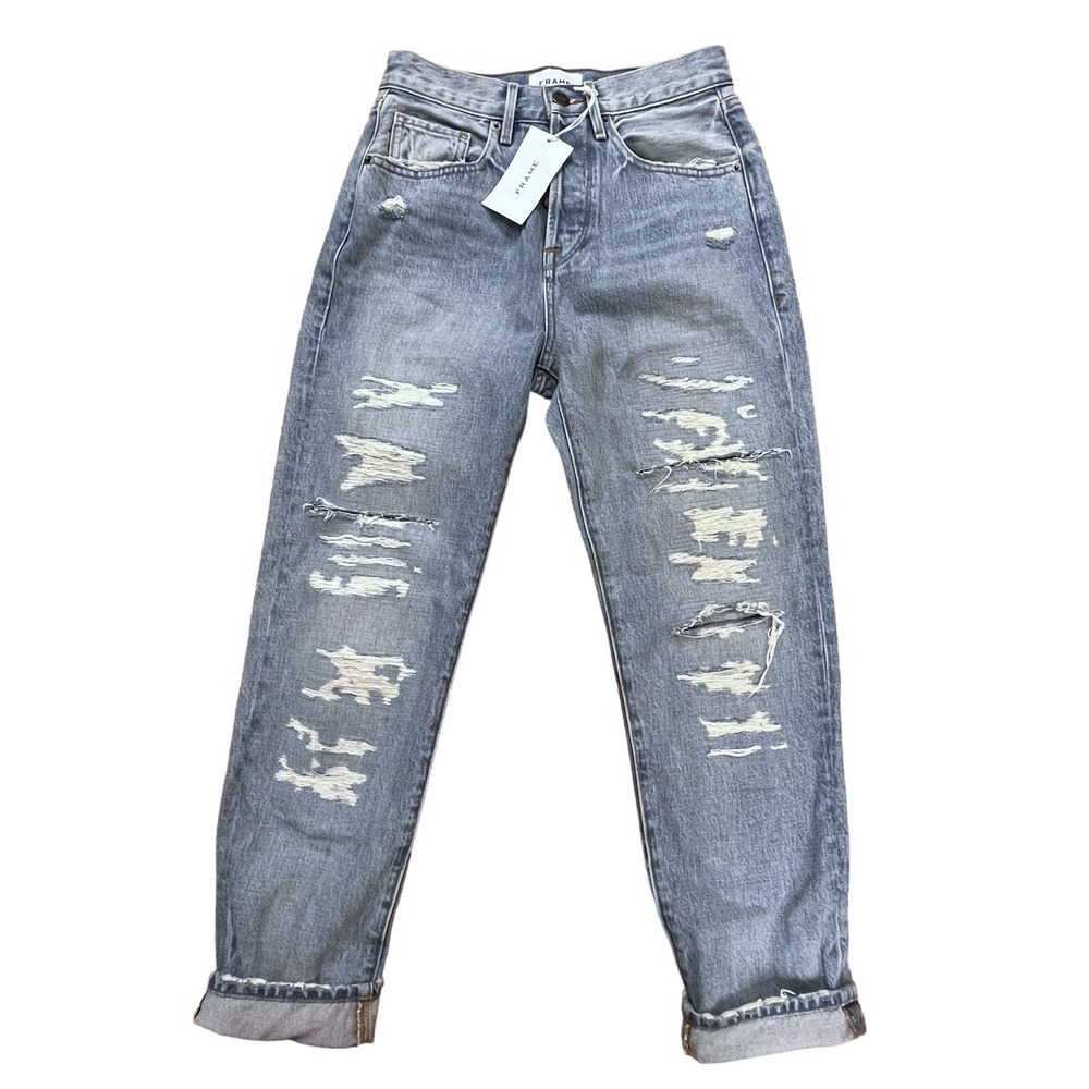 Frame Denim Le Original Jeans Women's 24 Blue High Rise Light Wash Distressed